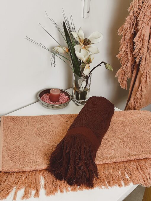 Serviettes de toilette avec franges Art Déco