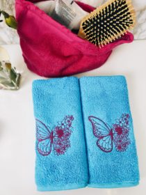 2 serviettes invité brodées