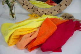 Lot de 4 serviettes de toilette jacquard avec franges